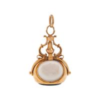 ANTIQUE, YELLOW GOLD AND HARDSTONE FOB