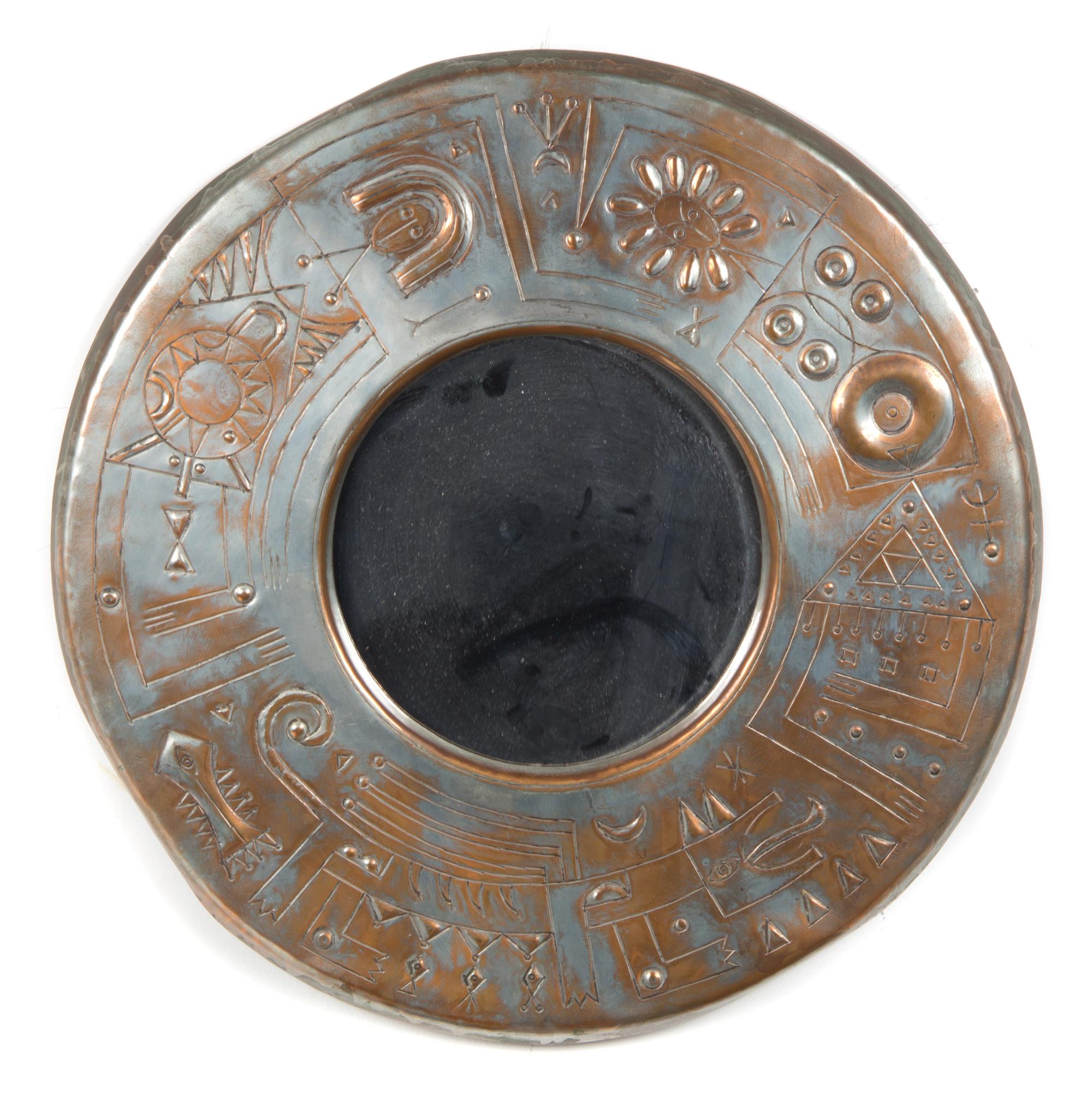 A Silvered Metal Mirror Diameter 16 1/2 inches. — MID TO LATE 20TH CENTURY