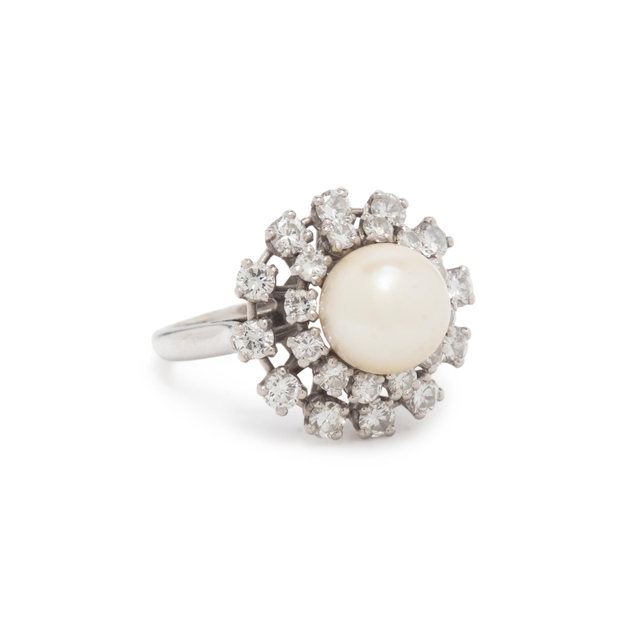 CULTURED PEARL AND DIAMOND RING