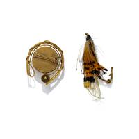 COLLECTION OF YELLOW GOLD FISHING MOTIF BROOCHES