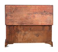 A Chippendale Red and Polychrome Paint-Decorated Poplar and Pine Blanket Chest