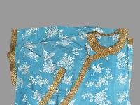 A Chinese Blue Ground Woven Silk Lady's Robe