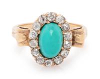 Antique, Turquoise and Diamond Ring