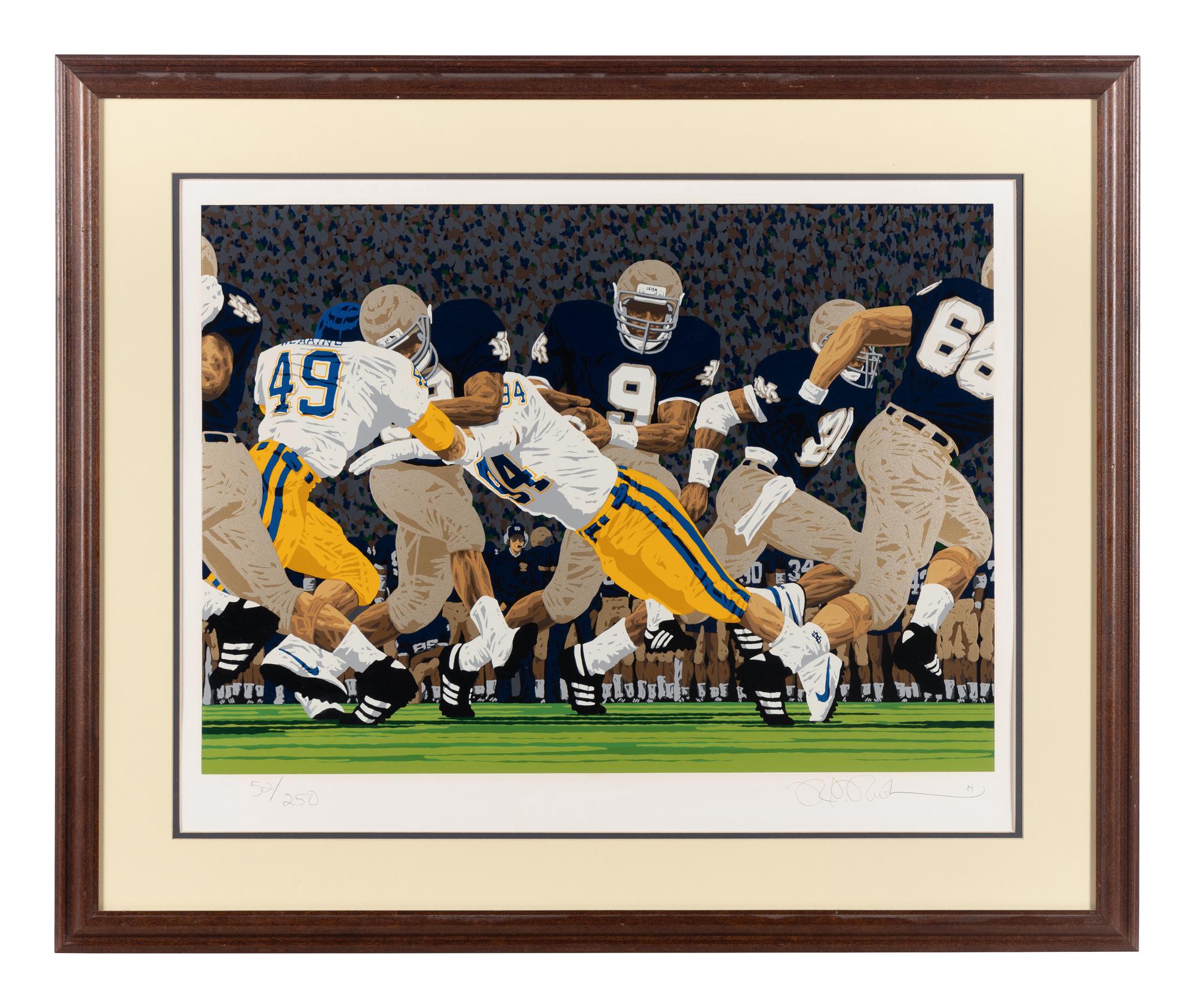 A Group of Notre Dame Artworks Including a Signed Heisman Trophy Lithograph