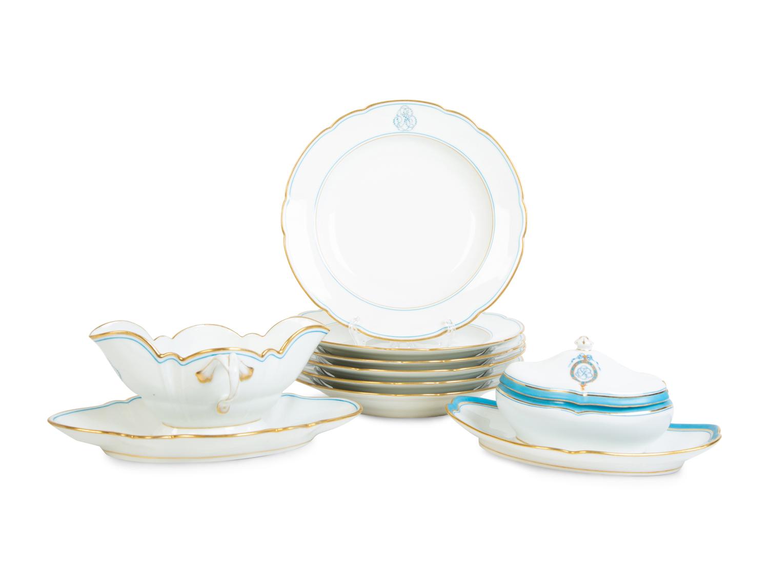 A Group of French Boyer Porcelain Bearing the Monogram of Caroline Slidell Belmont — Third Quarter 19th Century