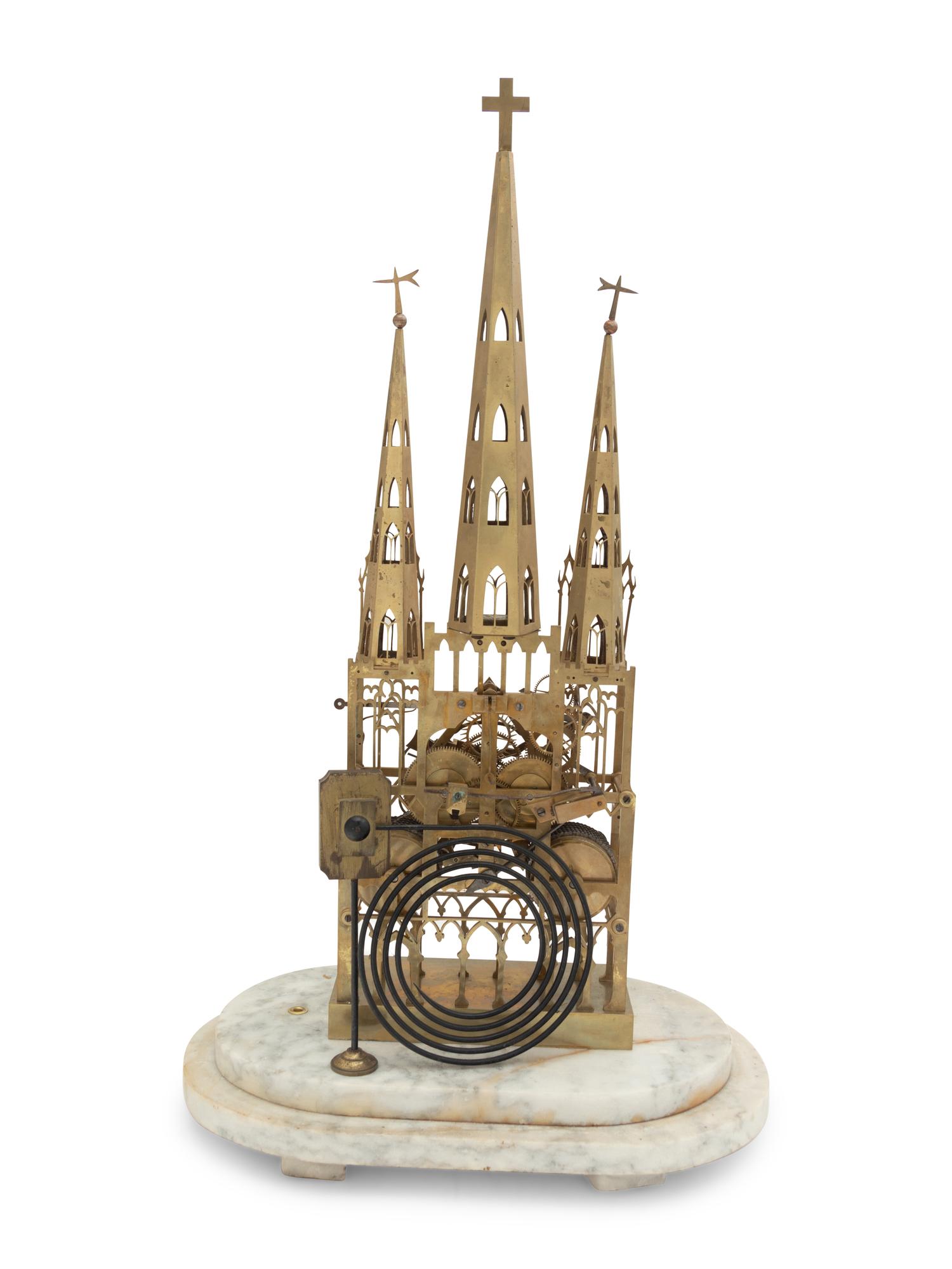 An English Brass Cathedral Skeleton Clock