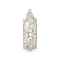 ART DECO, DIAMOND AND EMERALD PENDANT/BROOCH