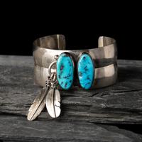 Southwestern-style Sterling Silver and Turquoise Cuff Bracelet