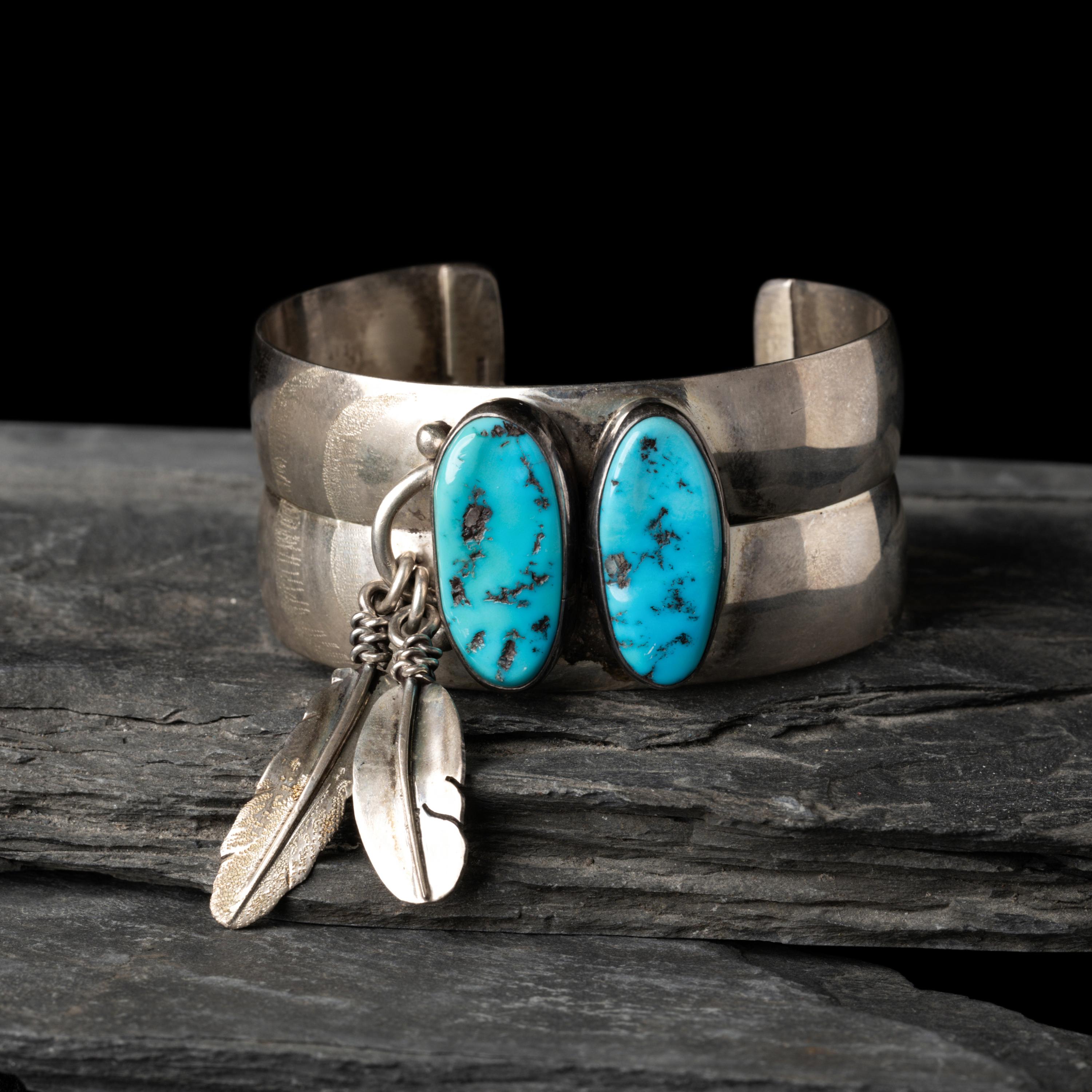 Southwestern-style Sterling Silver and Turquoise Cuff Bracelet