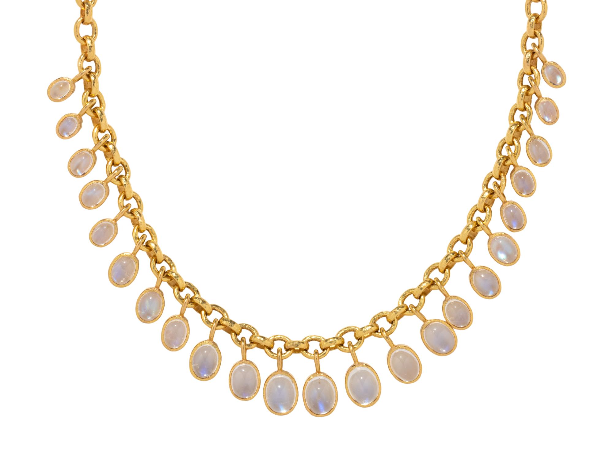 ELIZABETH LOCKE, YELLOW GOLD AND MOONSTONE FRINGE NECKLACE