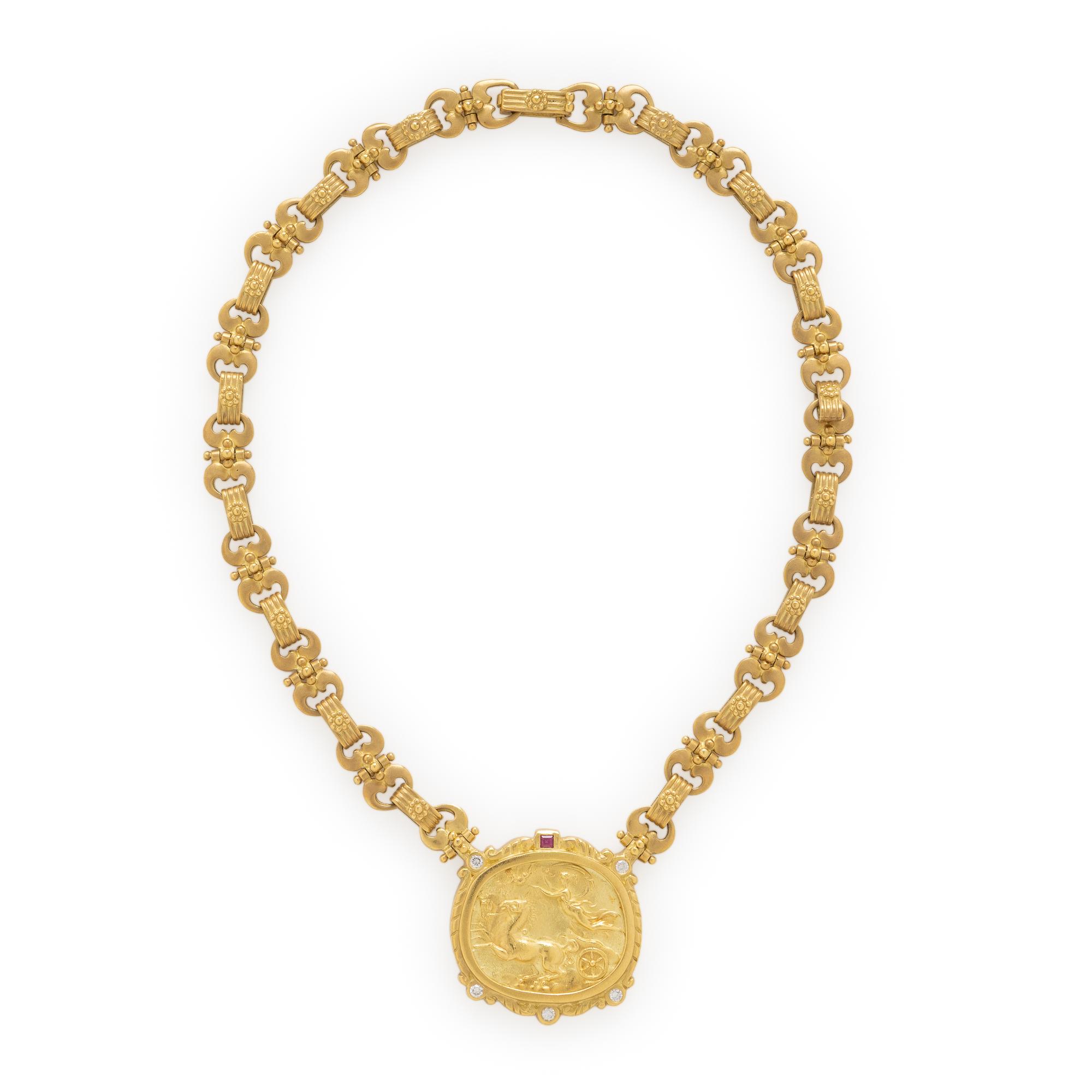 SeidenGang, 'Athena', Yellow Gold, Diamond, and Tourmaline Necklace