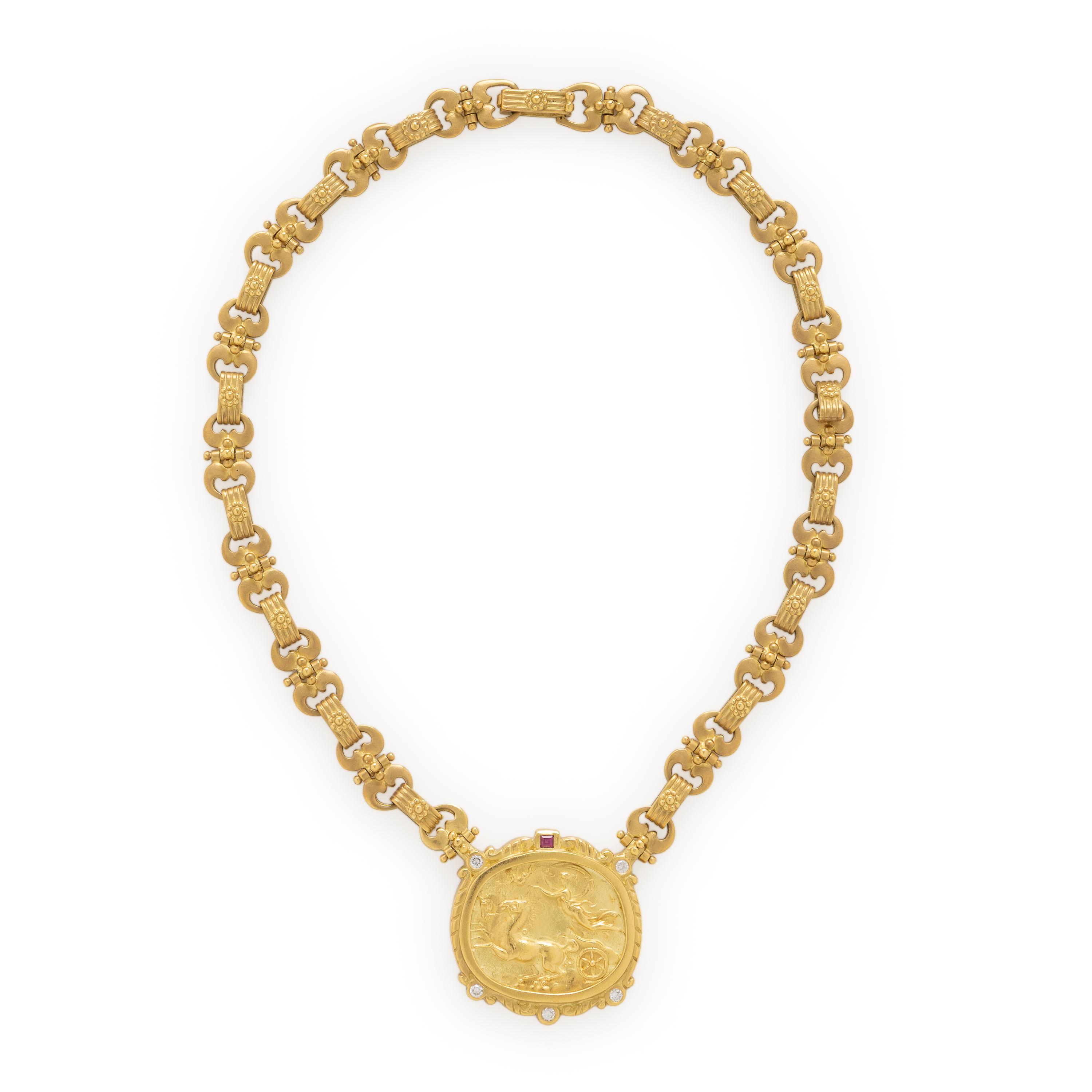 SeidenGang, 'Athena', Yellow Gold, Diamond, and Tourmaline Necklace