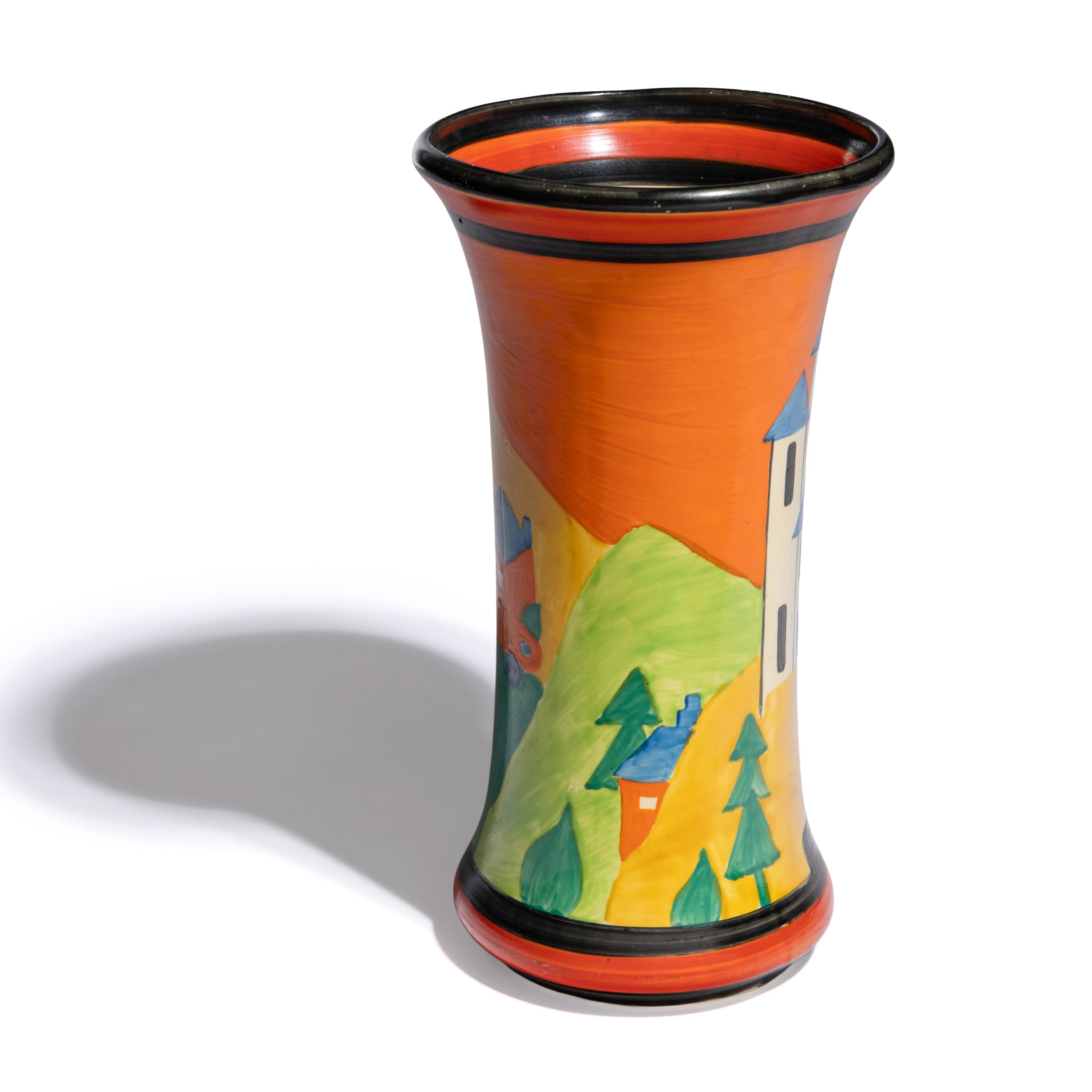 Clarice Cliff (English, 1899-1972) — Lucerne (Orange) pattern vase
