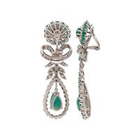 EMERALD AND DIAMOND EARCLIPS