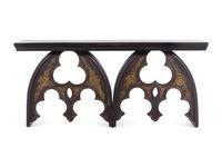 A Parcel Gilt Cast Metal "Gothic" Console Table