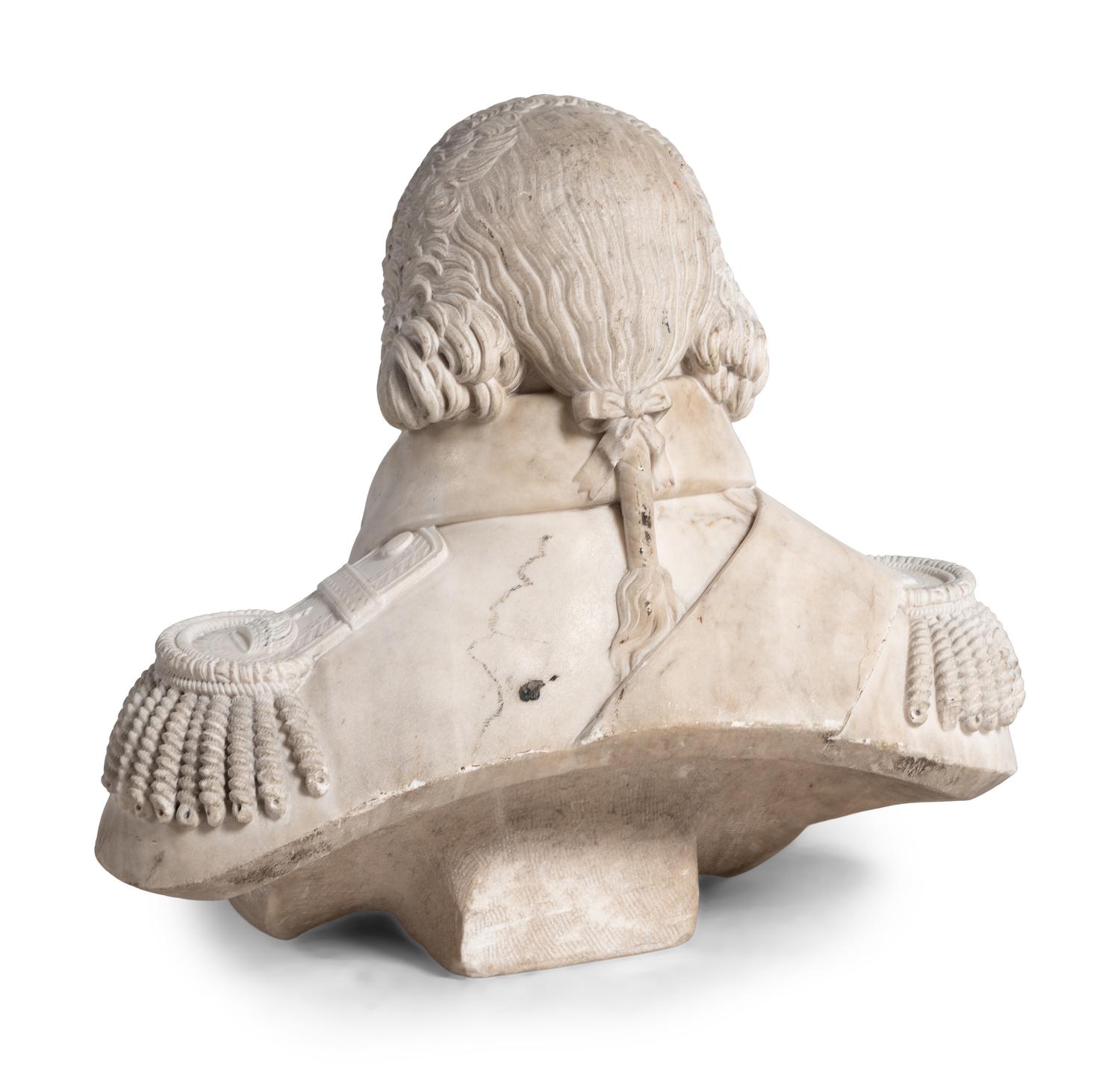 A Carved Marble Bust of Louis XVIII
