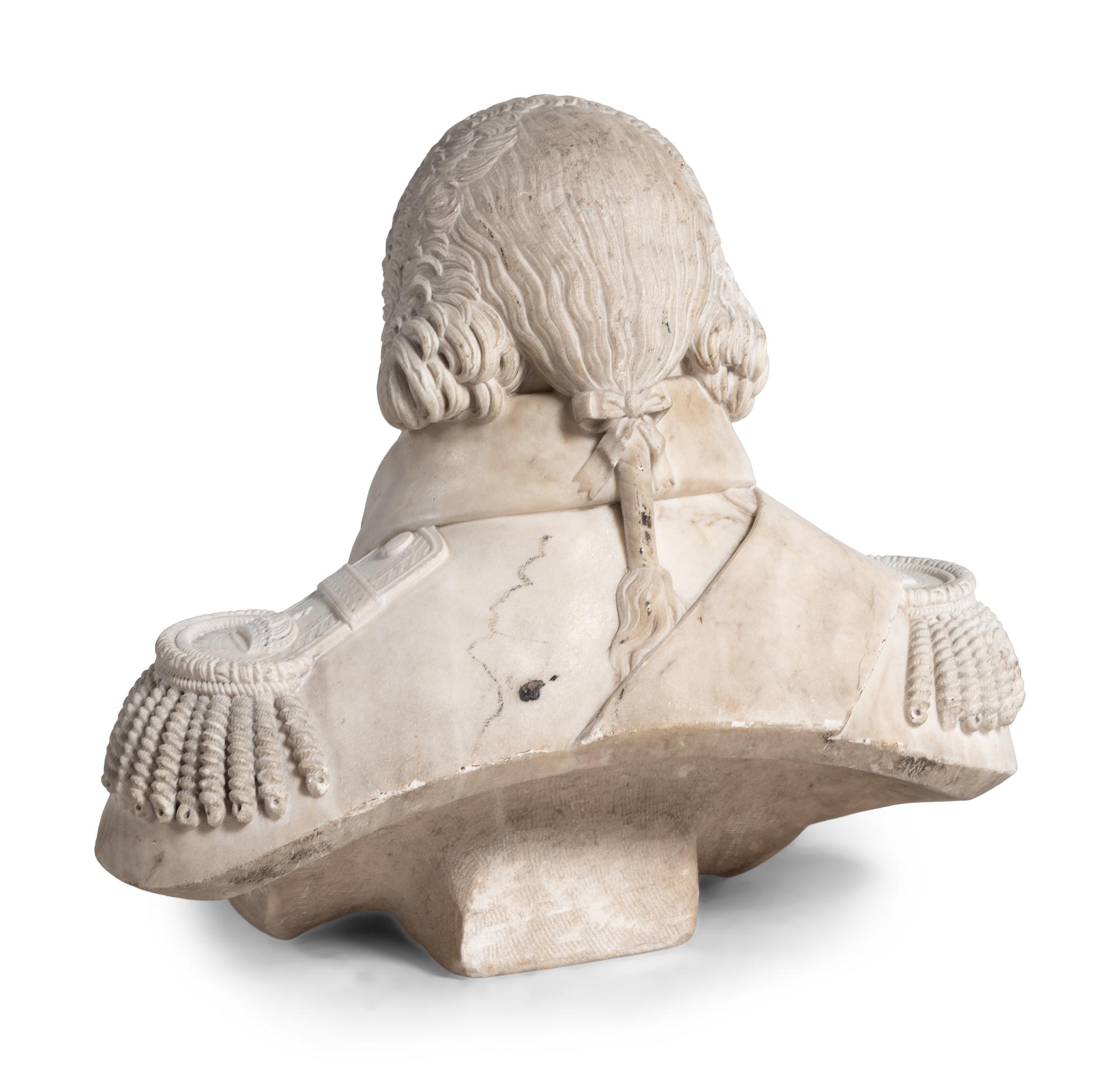 A Carved Marble Bust of Louis XVIII