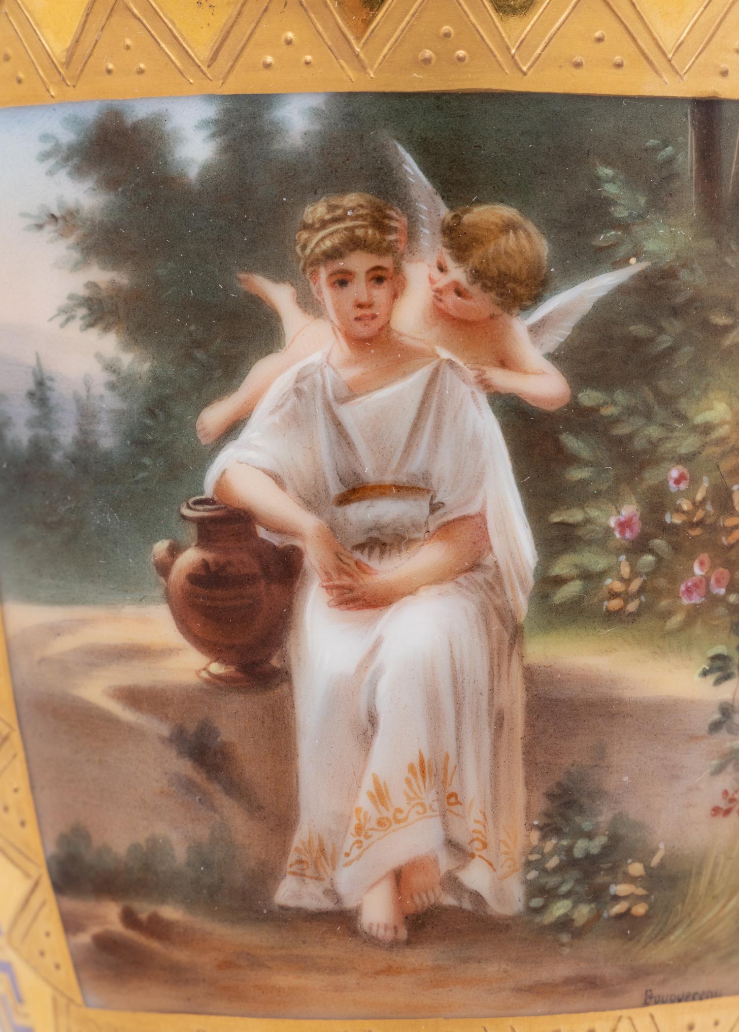 A Vienna Porcelain Urn, Cover and Stand