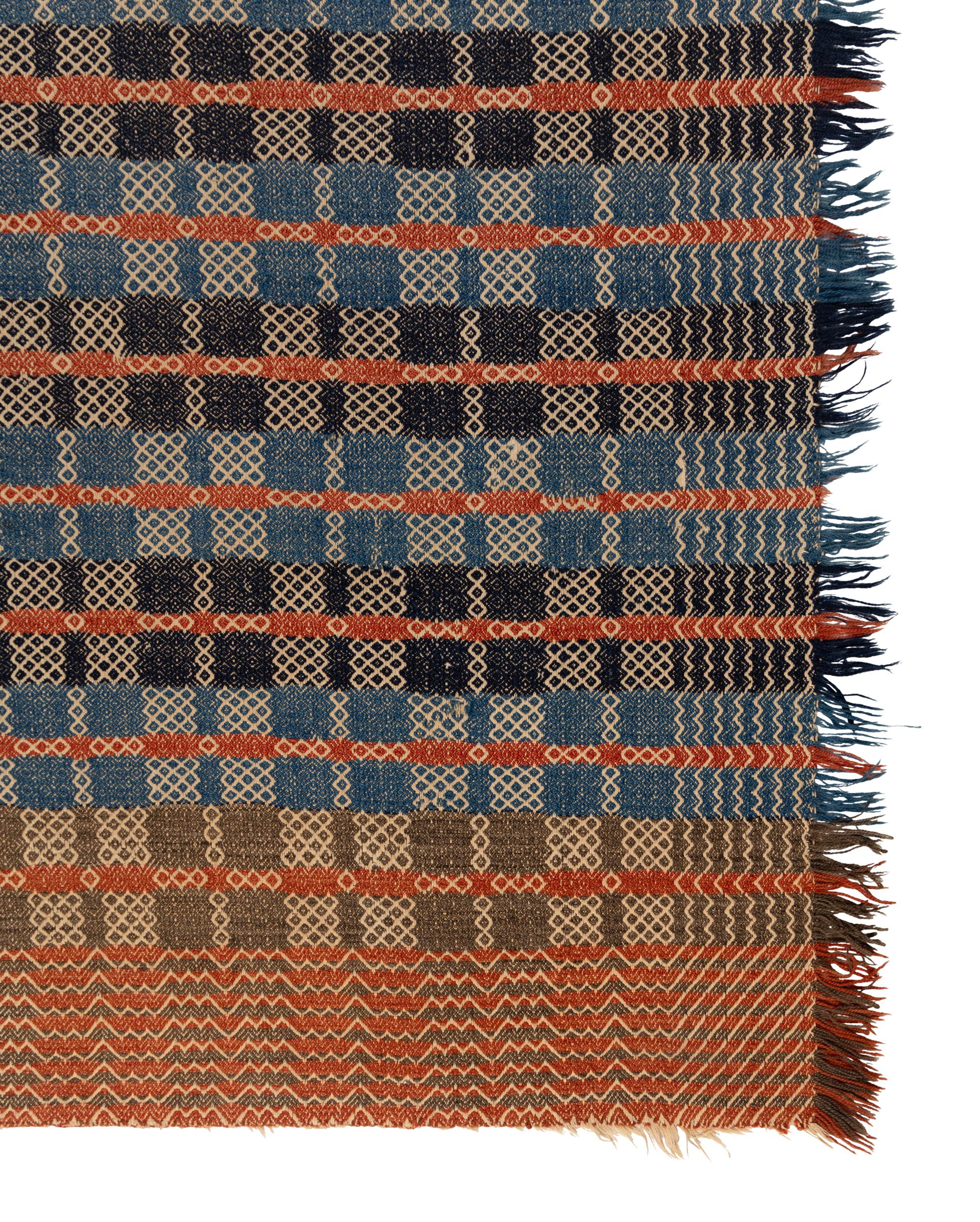 Two Cotton and Wool Jacquard Coverlets