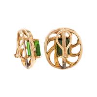 YELLOW GOLD AND GREEN TOURMALINE EARCLIPS