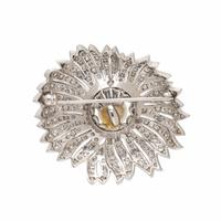 Diamond, Cultured Pearl, and Platinum Pendant Brooch