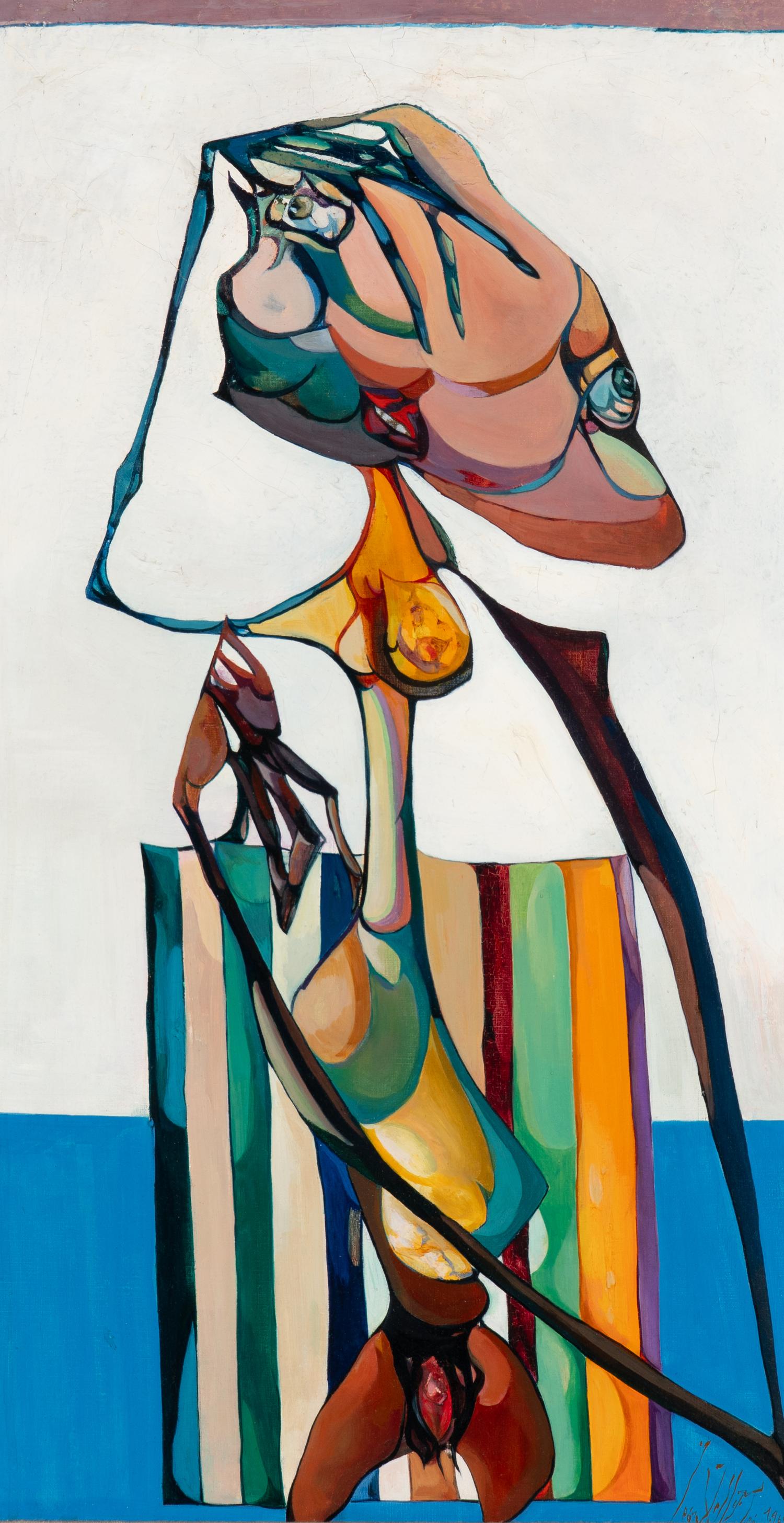 Young Girl Bather Holding Striped Beach Towel , 1969