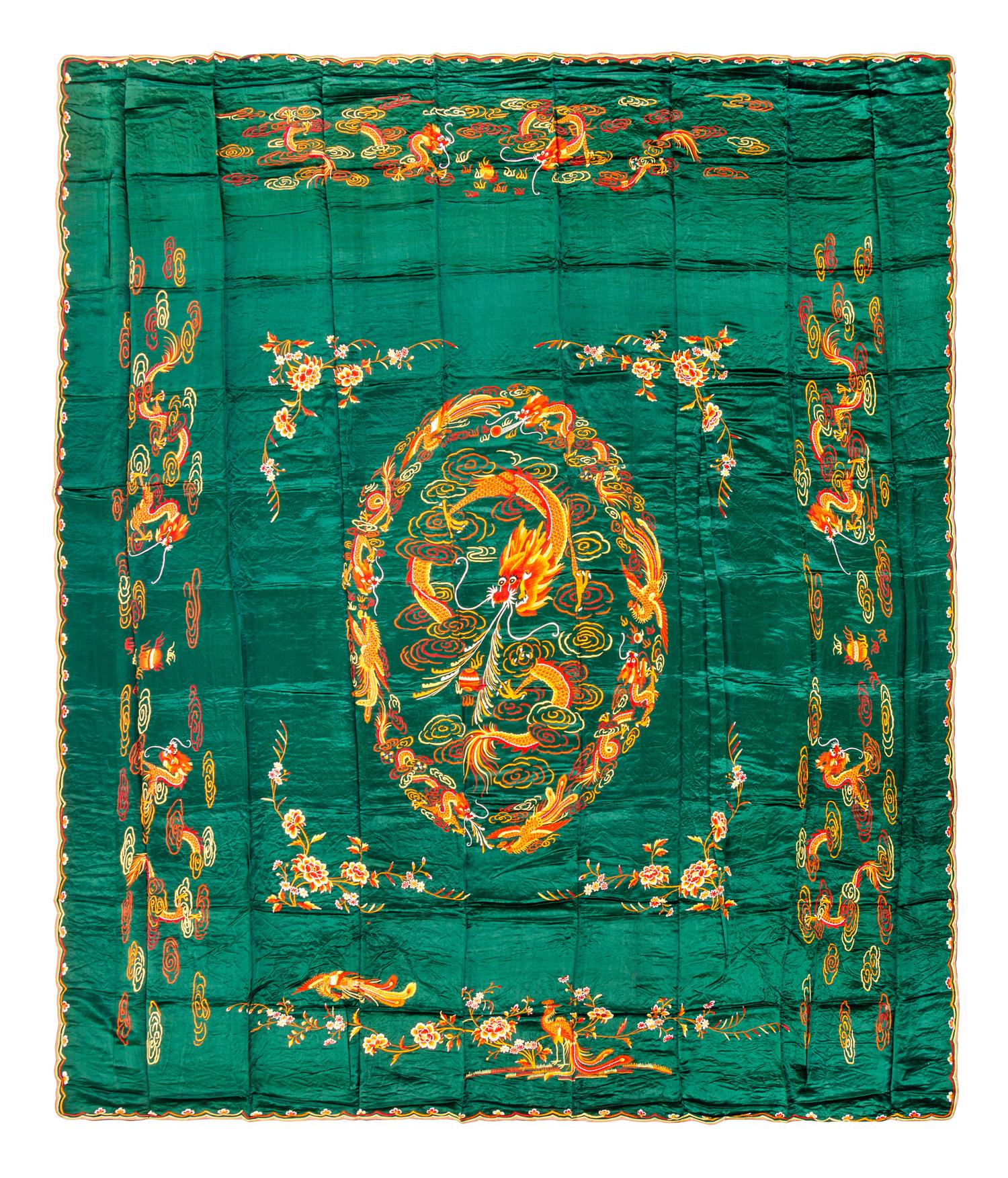 Six Chinese Embroidered Silk Panels