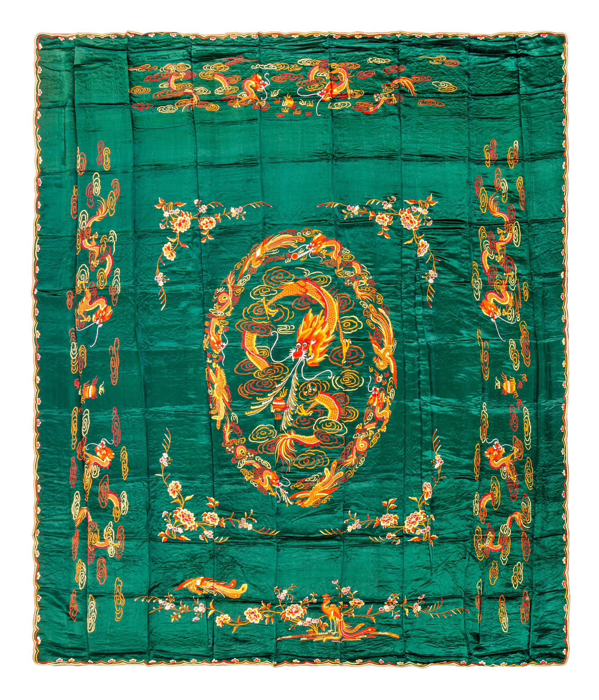 Six Chinese Embroidered Silk Panels