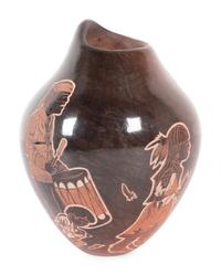 Sgraffito Black and Sienna Jar