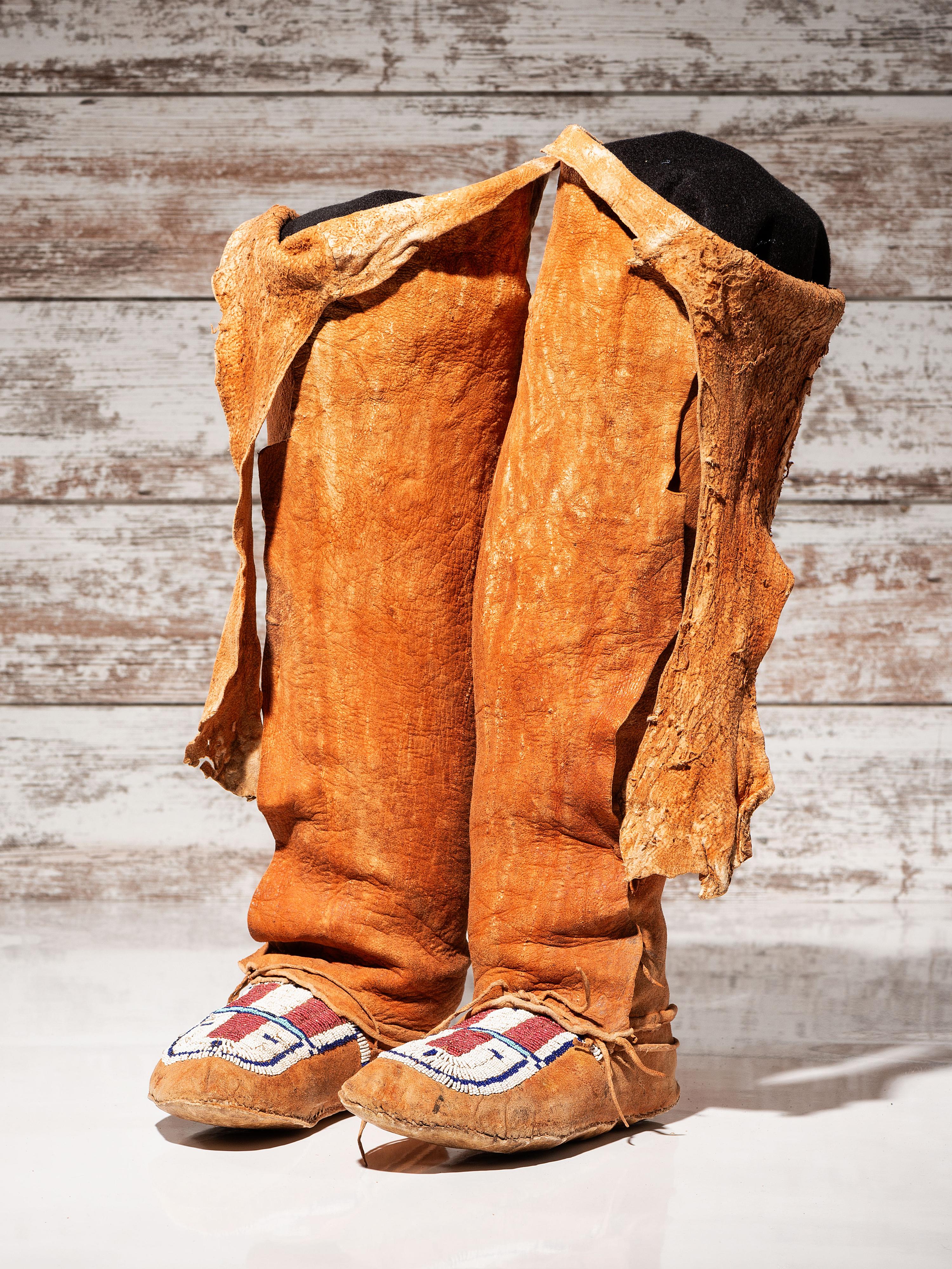 Cheyenne Beaded Hide Boot Moccasins