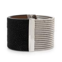 Stingray Leather, Diamond, and White Gold Cuff Bracelet
