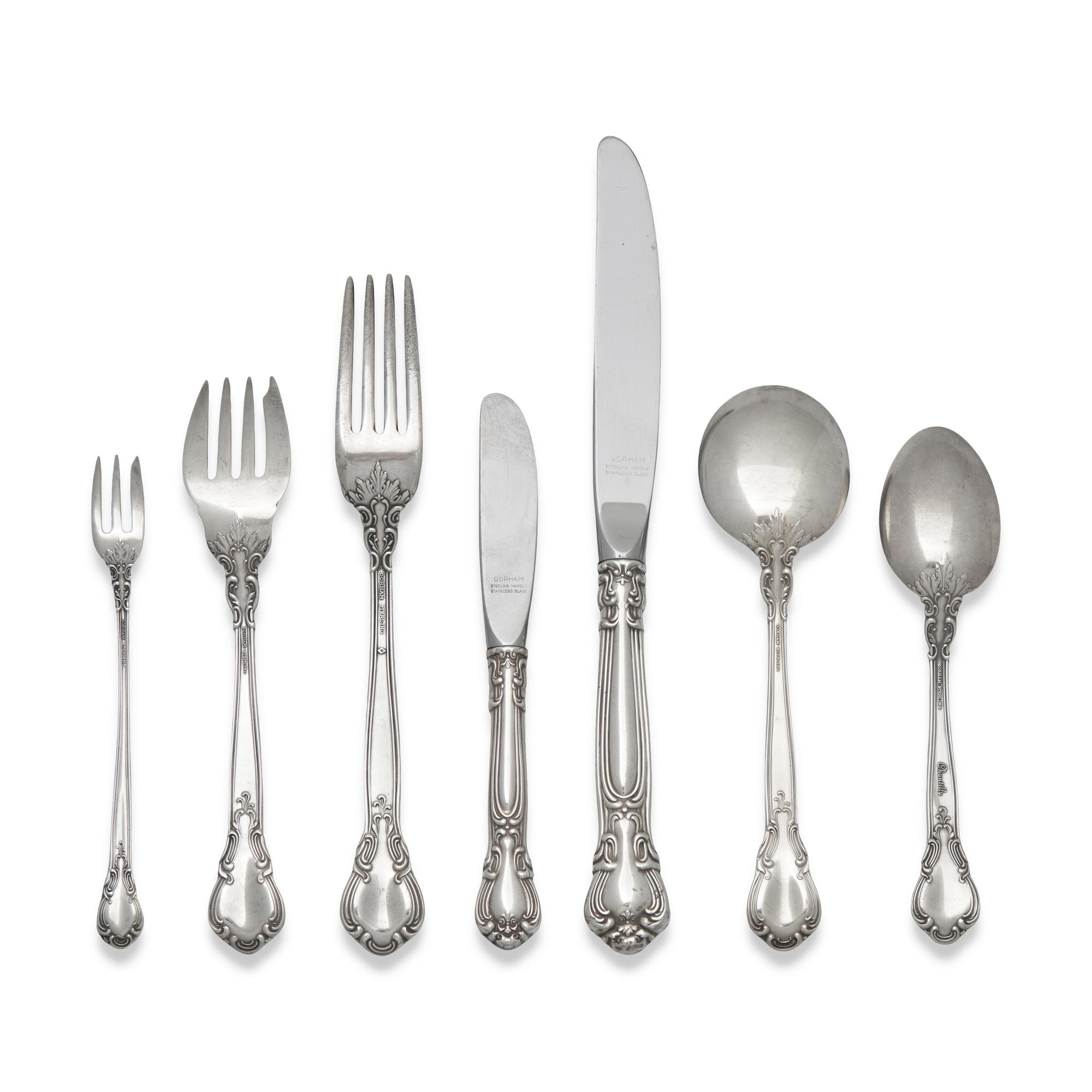 An Assembled Set of Sterling Silver Flatware in the "Chantilly" Pattern