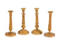 Two Pair of Charles X Gilt-Bronze Candlesticks — 19TH CENTURY