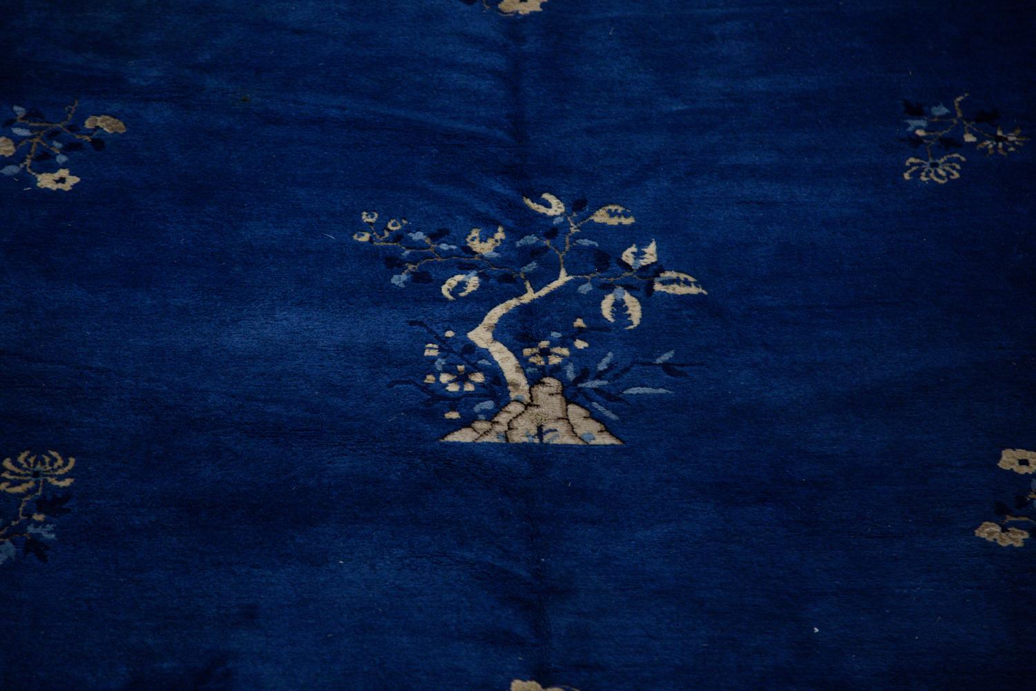 A Chinese Blue and White Wool Rug