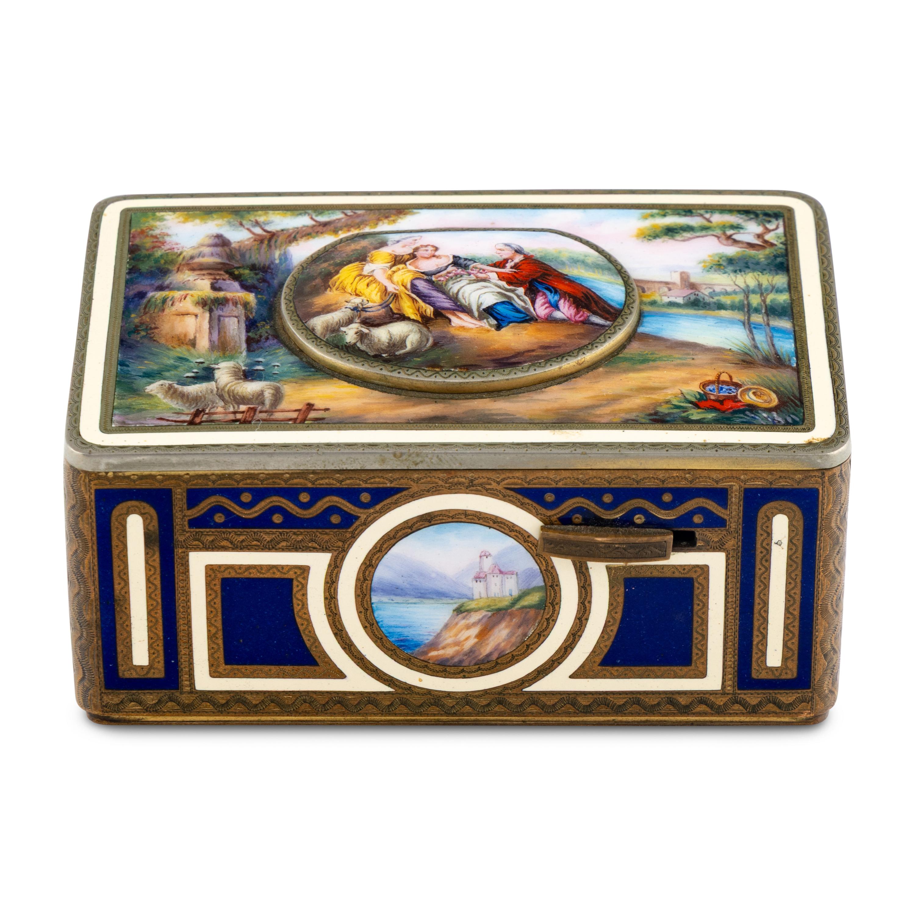 A German Enameled Singing Bird Automaton Box
