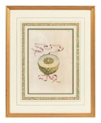 Three Hand Colored Citrus Fruit Engravings