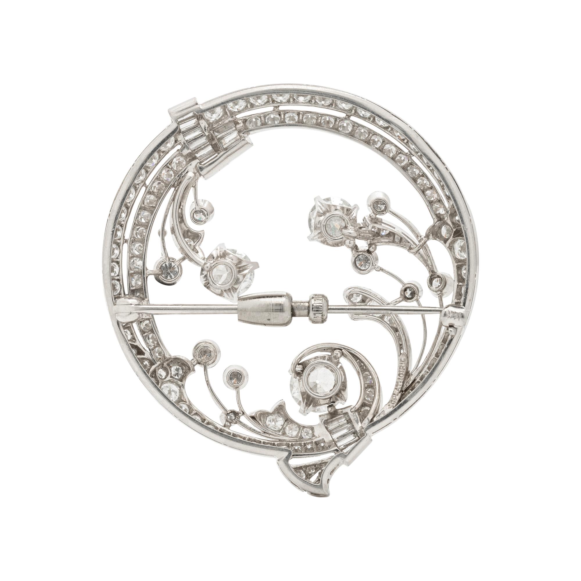 PLATINUM AND DIAMOND BROOCH