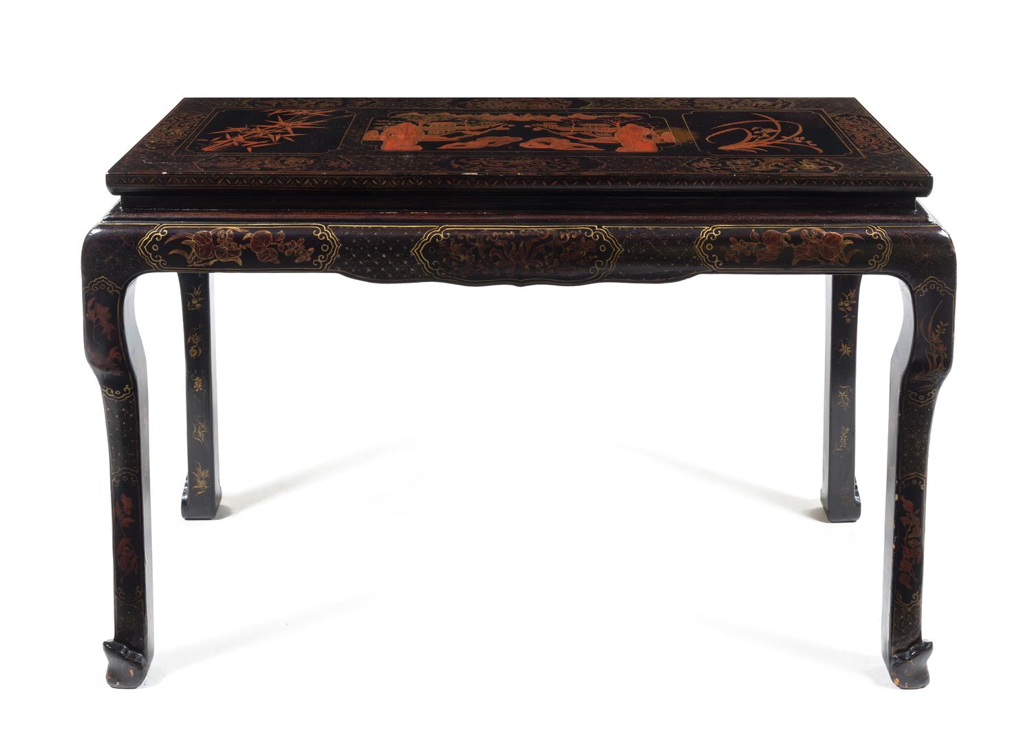 A Chinese Lacquered Altar Table Height 32 7/8 x width 51 3/4 x depth 19 1/4 inches. — LATE 19TH CENTURY