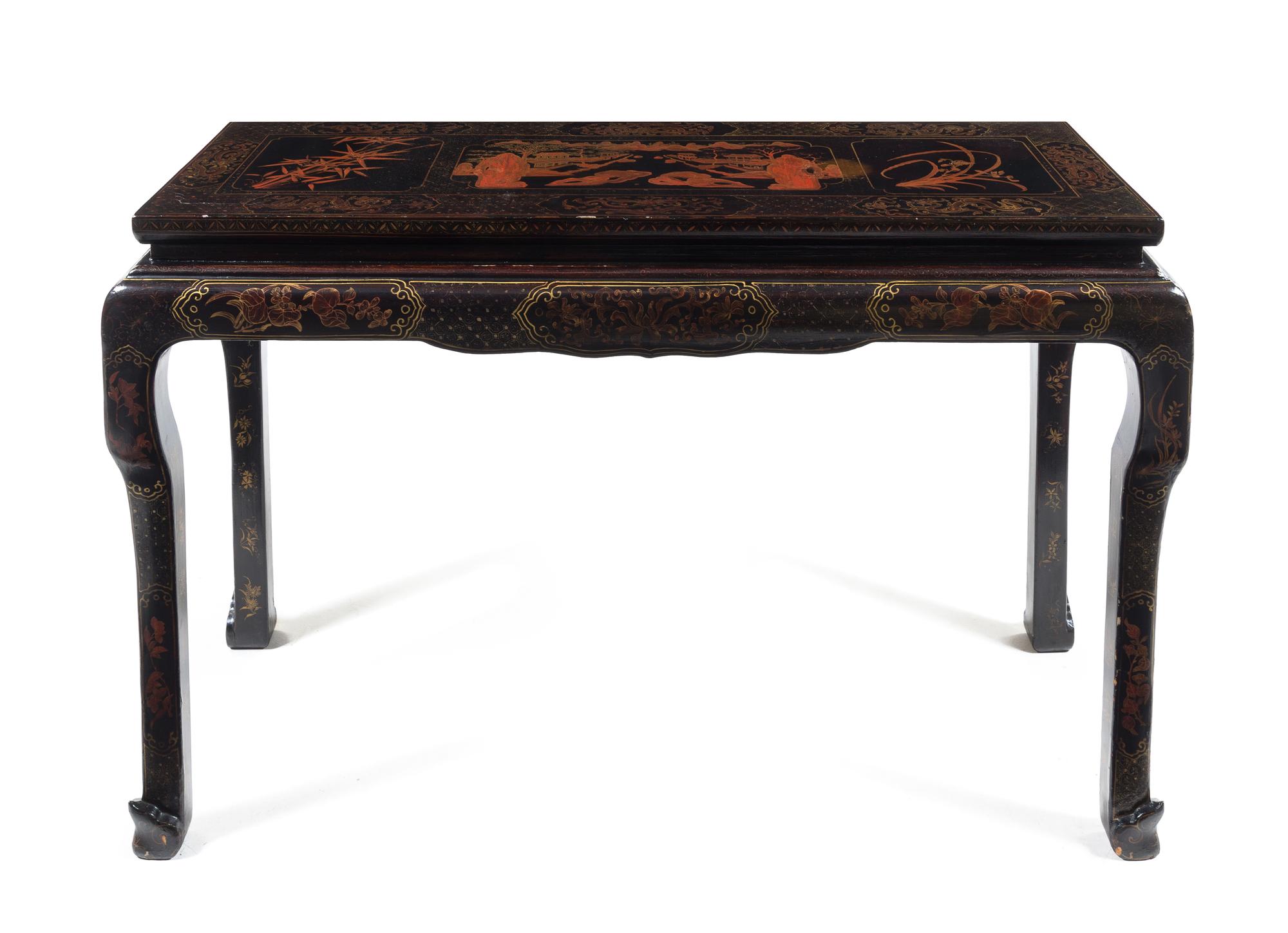 A Chinese Lacquered Altar Table Height 32 7/8 x width 51 3/4 x depth 19 1/4 inches. — LATE 19TH CENTURY
