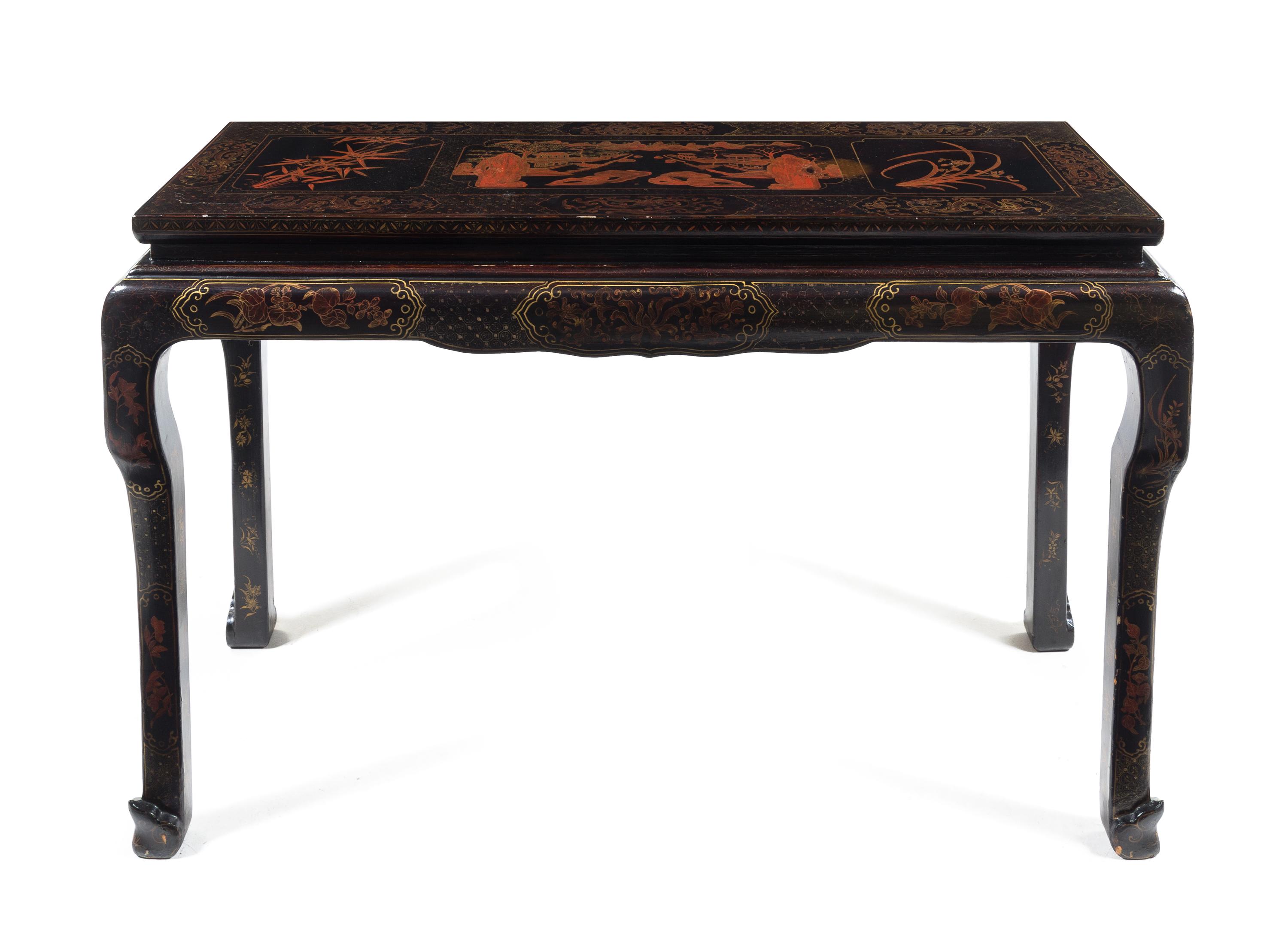 A Chinese Lacquered Altar Table Height 32 7/8 x width 51 3/4 x depth 19 1/4 inches. — LATE 19TH CENTURY