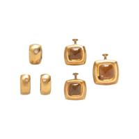 CITRINE, DIAMOND, AND YELLOW GOLD PENDANT AND EARRINGS