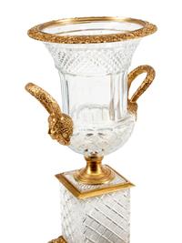 A Pair of Empire Style Cut Glass, Gilt Bronze and Marble Campagna Vases