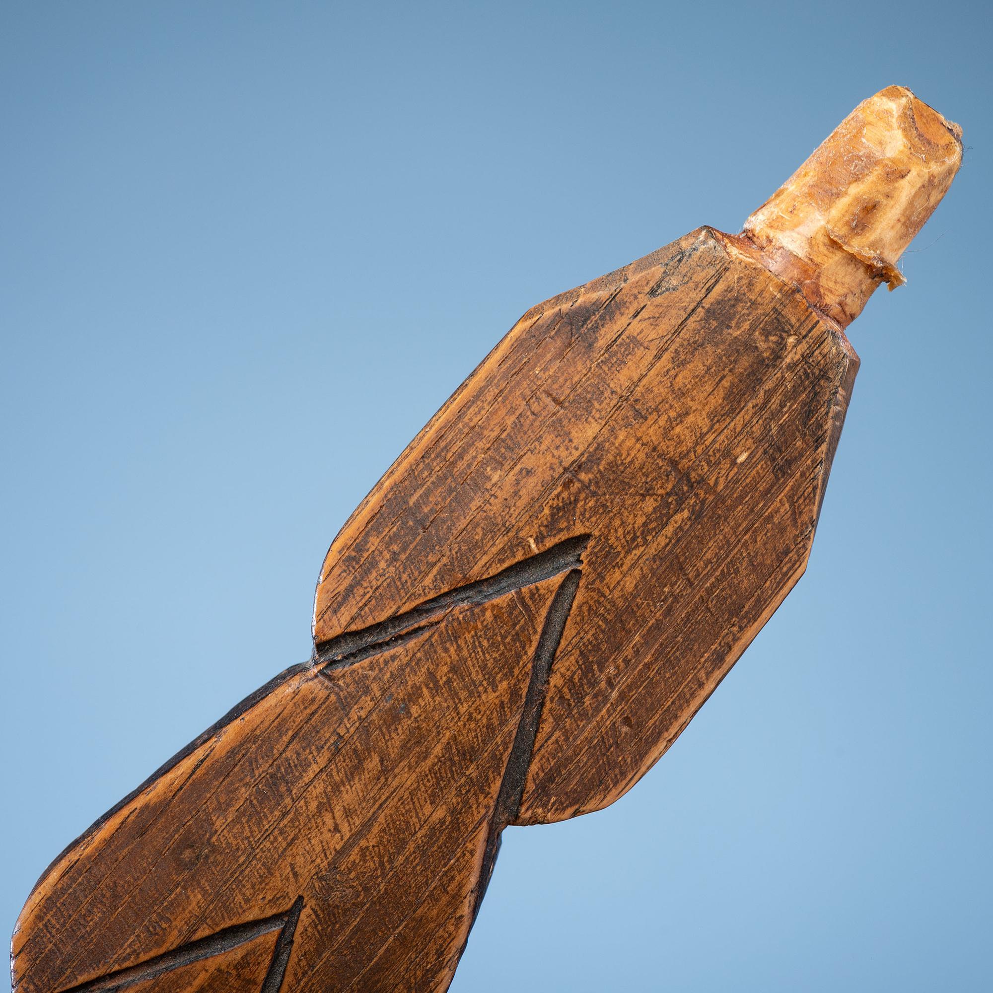 Western Great Lakes Carved Pipe Stem, with Catlinite Bowl
