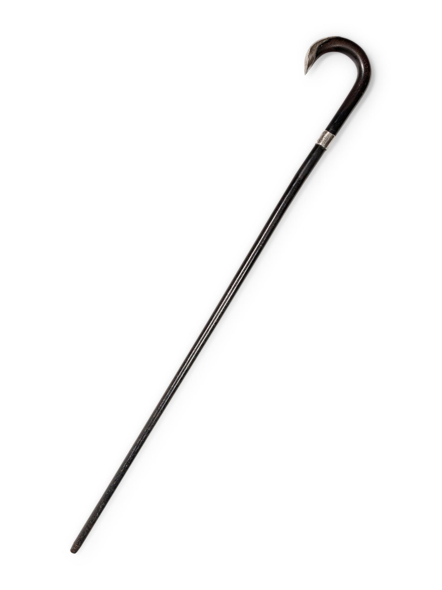 An English Silver Mounted Ebony Walking Stick