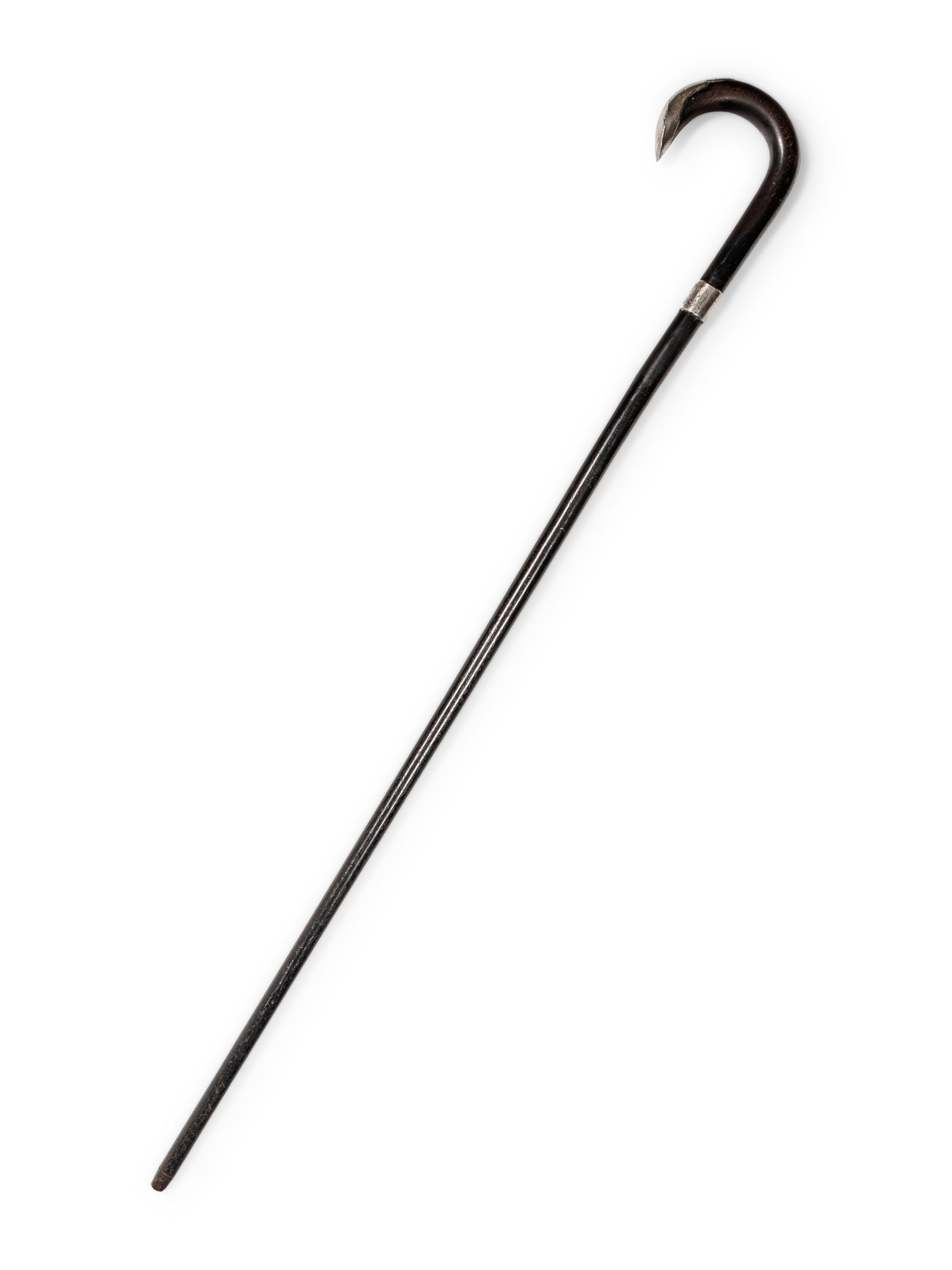 An English Silver Mounted Ebony Walking Stick