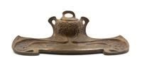 An Art Nouveau Bronze Encrier, Width 11 3/4 inches.