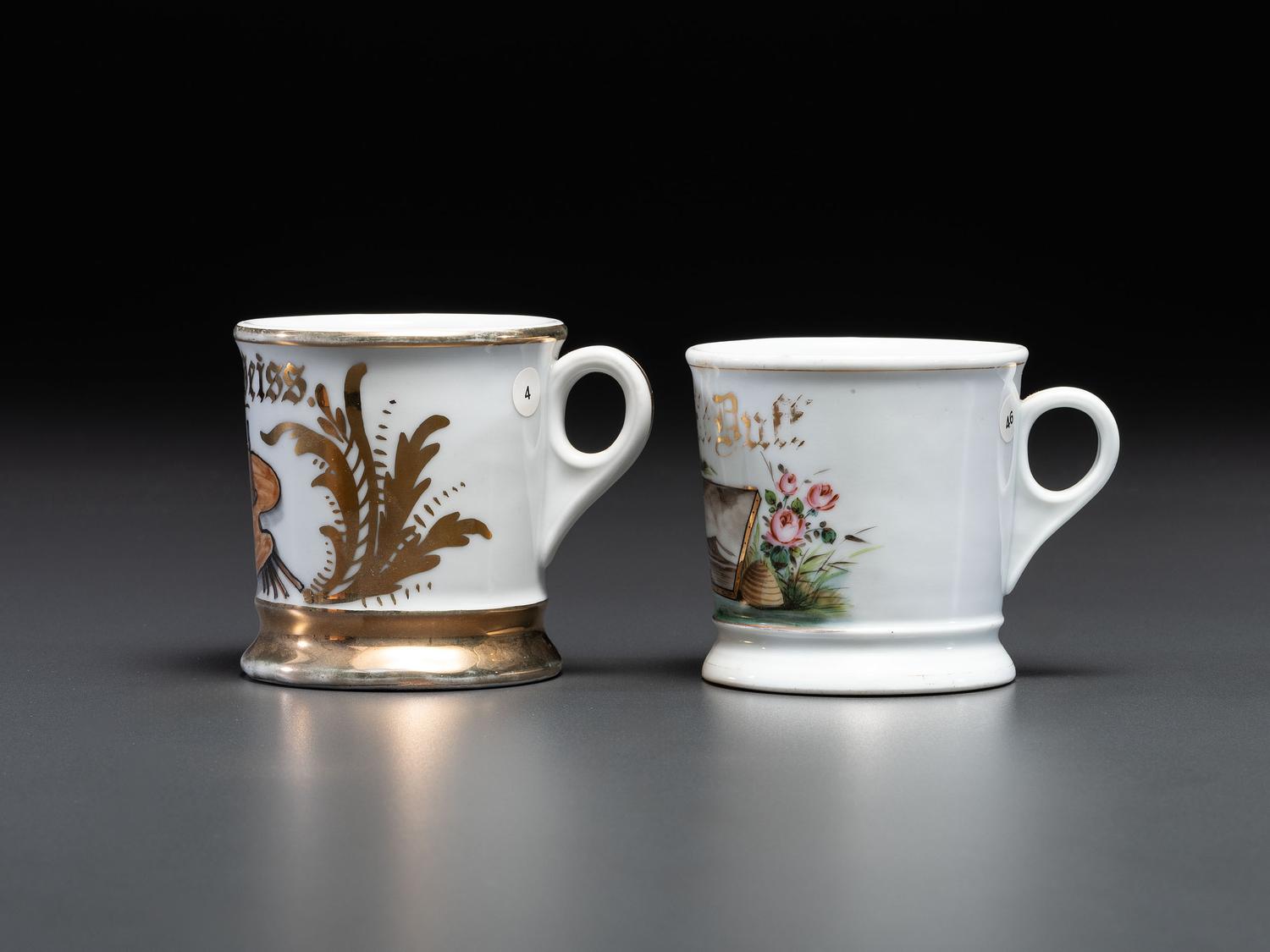Two Artist's Porcelain Occupational Shaving Mugs