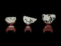 Six Chinese Pale Celadon Jade Reticulated Plaques