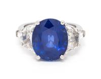 A Platinum, Sapphire and Diamond Ring, 9.30 dwts.