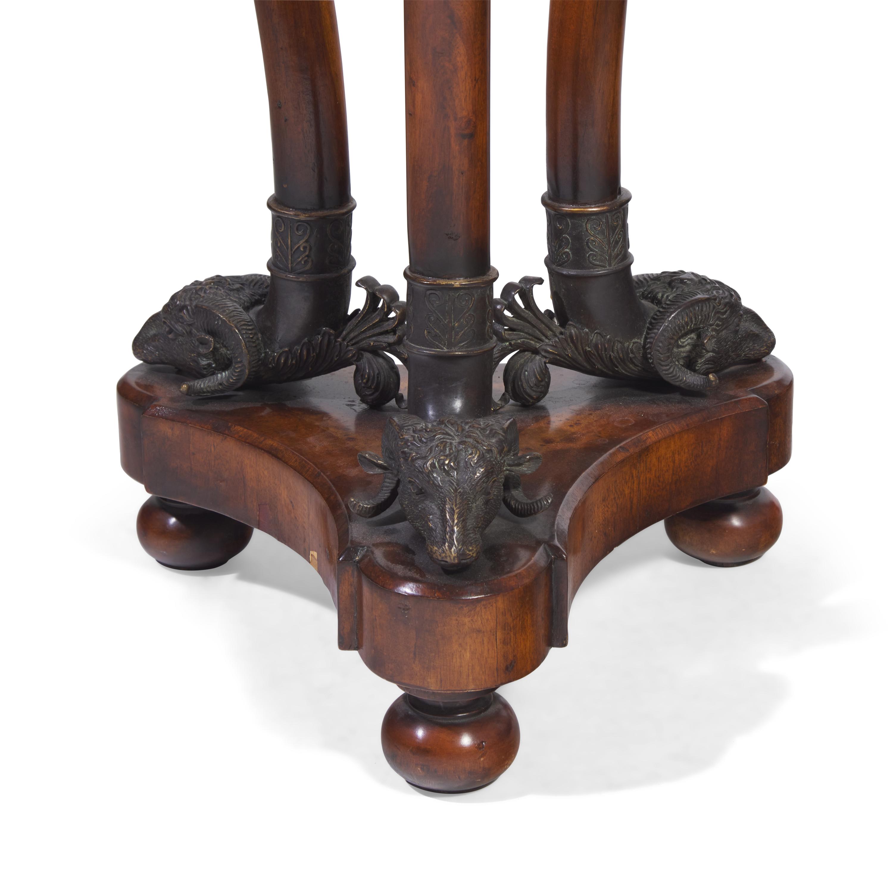 A Near Pair of Theodore Alexander Regency Style Mahogany and Patinated-Bronze Plant-Stands